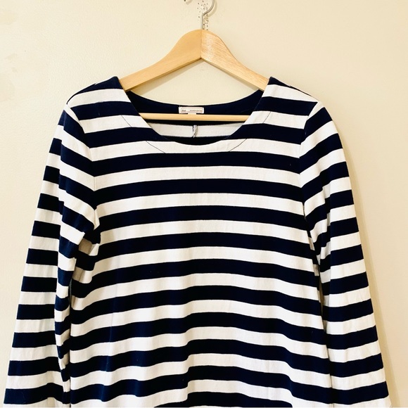 Gap Striped Dress Navy Blue and White Stripes Zipper Hem Long Sleeve Medium - Picture 2 of 7